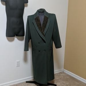 Vintage Wool Coat Green and Paisley